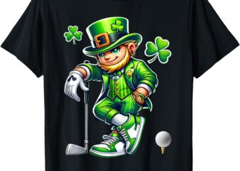 Funny Leprechaun Playing Golf St Patricks Day Sport Lovers T-Shirt