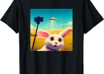 Funny Rabbit Selfie with UFO T-Shirt