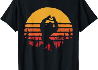 Funny Sasquatch Bigfoot Love Hand Sign Vintage T-Shirt