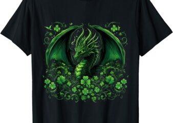 Green Dragon Lucky St. Patrick’s Day Dragon Fantasy Art T-Shirt