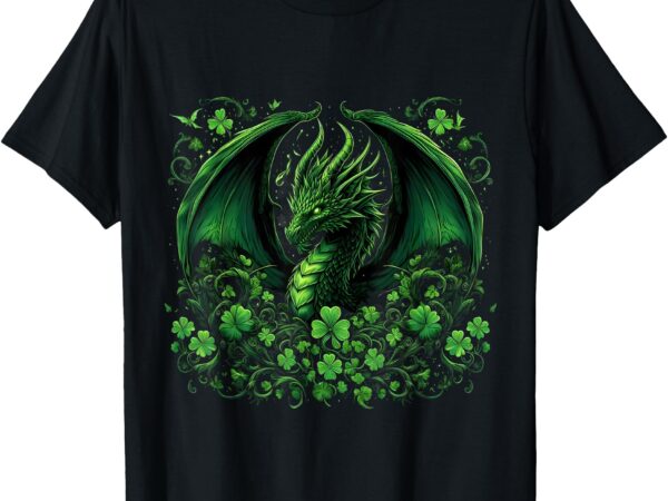 Green dragon lucky st. patrick’s day dragon fantasy art t-shirt