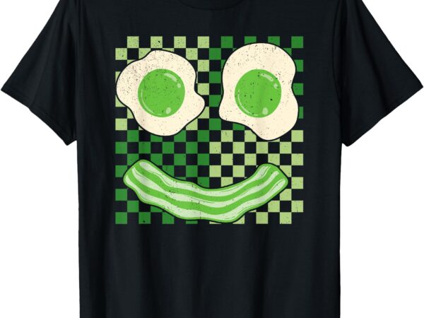 Green smile face eggs bacon ham breakfast st patrick’s day t-shirt