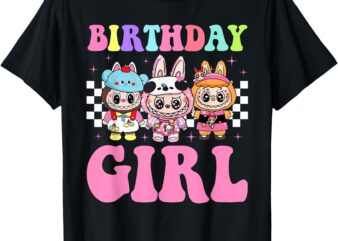 Groovy Happy Birthday Girls Kids Teens Labubu Bday Decortion T-Shirt