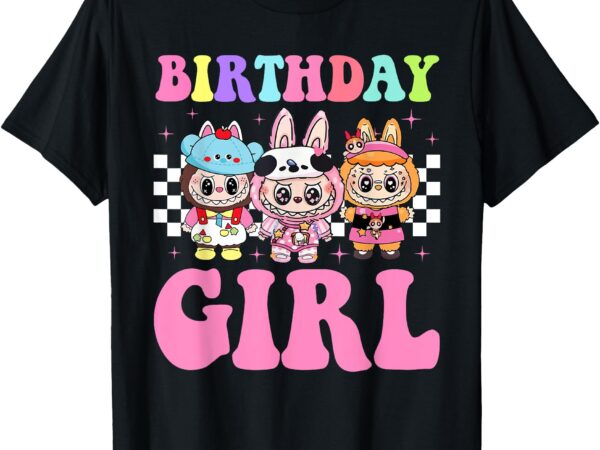 Groovy happy birthday girls kids teens labubu bday decortion t-shirt