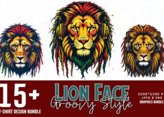 Popular Groovy Lion Lover t-shirt design bundle of 15 designs – download instantly T-Shirt Alert Embrace Your Watercolour Retro Vintage PNG