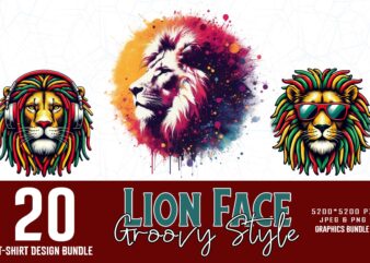 Popular Groovy Lion Lover t-shirt design bundle of 20 designs – download instantly