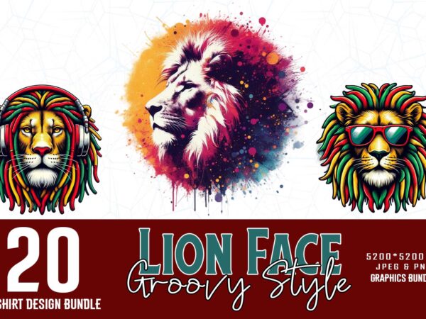 Popular groovy lion lover t-shirt design bundle of 20 designs – download instantly