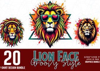 Vintage Punk Lion Lover t-shirt design bundle of 20 designs – download instantly