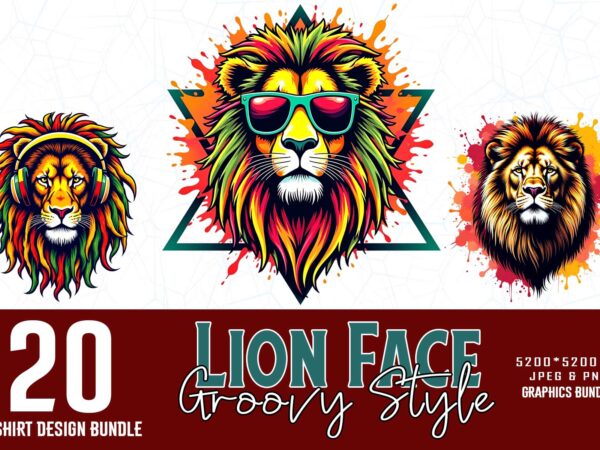 Vintage punk lion lover t-shirt design bundle of 20 designs – download instantly