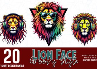 Popular Groovy Lion Lover t-shirt design bundle of 20 designs – download instantly