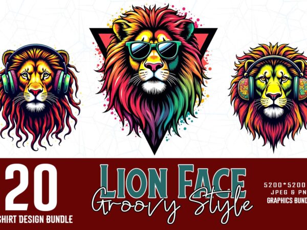 Popular groovy lion lover t-shirt design bundle of 20 designs – download instantly