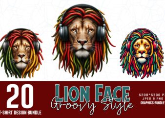 Vintage Punk Lion Lover t-shirt design bundle of 20 designs – download instantly