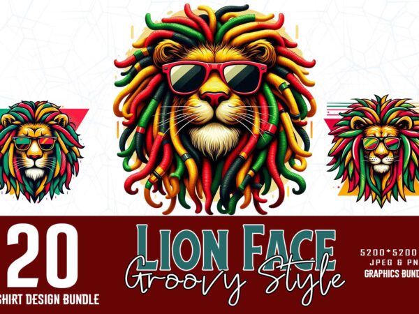 20 trendy retro punk lion t-shirt design bundle