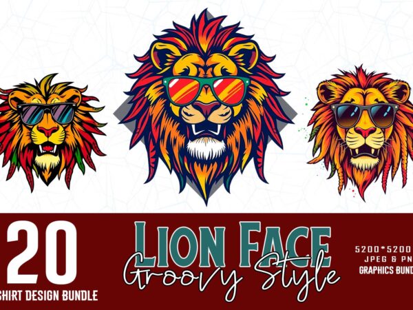 Popular groovy lion lover t-shirt design bundle of 20 designs