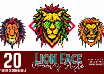 Vintage Punk Lion Lover t-shirt design bundle of 20 designs – download instantly