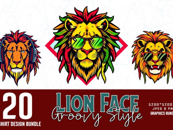 Vintage punk lion lover t-shirt design bundle of 20 designs – download instantly