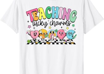 Groovy St Patricks Funny Retro Teaching Lucky Charms Teacher T-Shirt