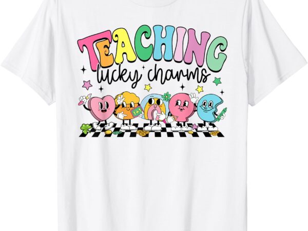 Groovy st patricks funny retro teaching lucky charms teacher t-shirt