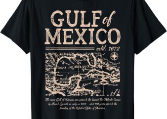 Gulf Of Mexico 1672 Historic Map Retro Gulfo Men Women Kids T-Shirt