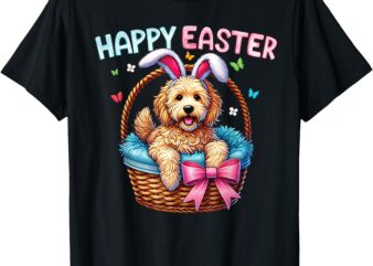 Happy Easter Day Golden Doodle Dog Lovers Easter Bunny Women T-Shirt