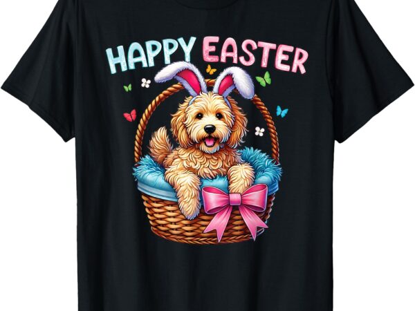 Happy easter day golden doodle dog lovers easter bunny women t-shirt