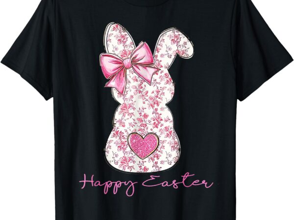 Happy easter pink floral chinoiserie bunny girls womans t-shirt