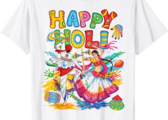 Happy Holi t Shirt Festival Colors Kids Women India Hindu T-Shirt