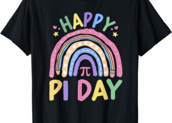 Happy Pi Day Rainbow 3.14 Pi Number Math Teacher Women Girls T-Shirt