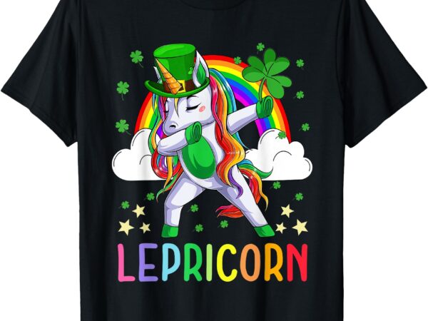 Happy st patricks day lepricorn unicorn kids girls lucky t-shirt