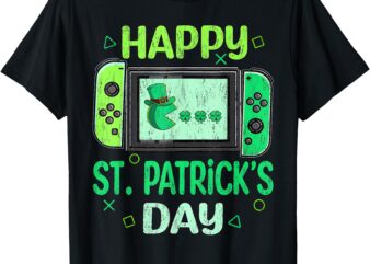 Happy St Patrick’s Day Video Gamer Funny Shamrock Boys Men T-Shirt