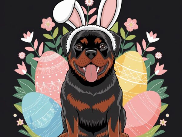 Hoppy rottweiler easter bunny ears graphic t shirt