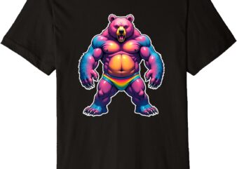 _I Love Bears_ Fun Gay Pride Vintage Rainbow Premium T-Shirt