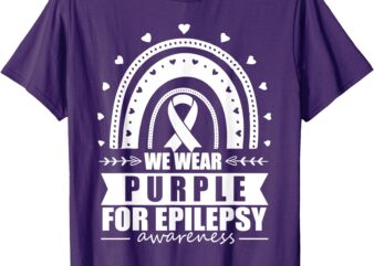 I Wear Purple For Epilepsy Awareness Rainbow Epilepsy T-Shirt