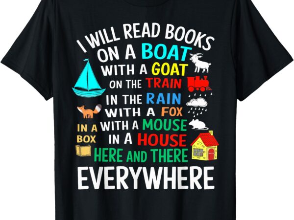 I will read books on a boat & everywhere reading gift kids t-shirt