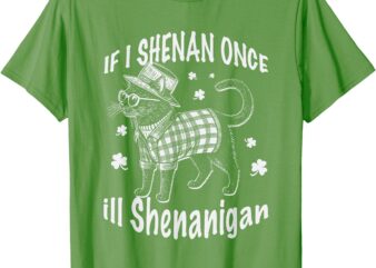 IF I SHENAN ONCE I’LL SHENANIGAN Cat Funny St Patricks Day T-Shirt