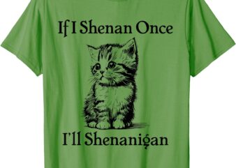 If I Shenan Once I’ll Shenanigan Cute Cat St Patricks Day T-Shirt