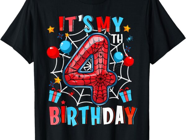 It’s my 4th birthday spider theme party boy birthday t-shirt