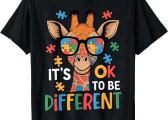 It’s Ok To Be Different Giraffe Autism Awareness Boys Girls T-Shirt