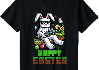 Kids Boys Happy Easter Day Bunny Egg Video Game Kids T-Shirt