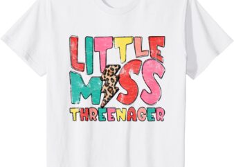 Kids Little Miss Threenager kids 3rd Birthday girl T-Shirt