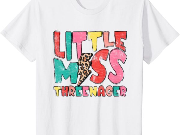 Kids little miss threenager kids 3rd birthday girl t-shirt
