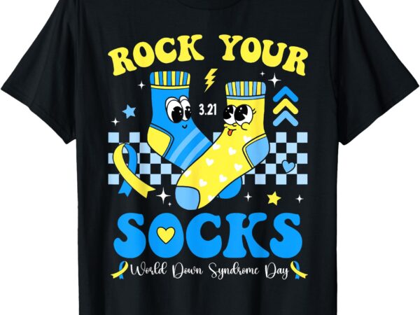 Kids rock your socks world down syndrome day groovy t-shirt