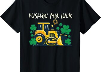 Kids St Patricks Day Bulldozer Saint Paddys Construction Boys Kid T-Shirt