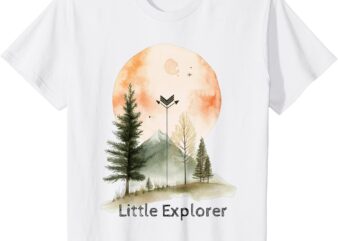 Kids _Little Explorer_ Boho Nature Arrow Forest Moon Mountain T-Shirt