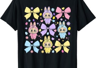 Labubu Easter Coquette Bow Cute Doll For Kids Girls T-Shirt