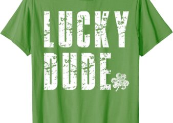 Lucky Dude Boys St Patrick’s Day Shamrock Fun Outfit T-Shirt