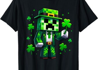 Lucky Leprechaun Shirt St Patrick’s Day Video Game Pixel T-Shirt