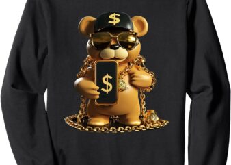 Luxury Teddy Money Bear Style Golden Chains Sweatshirt