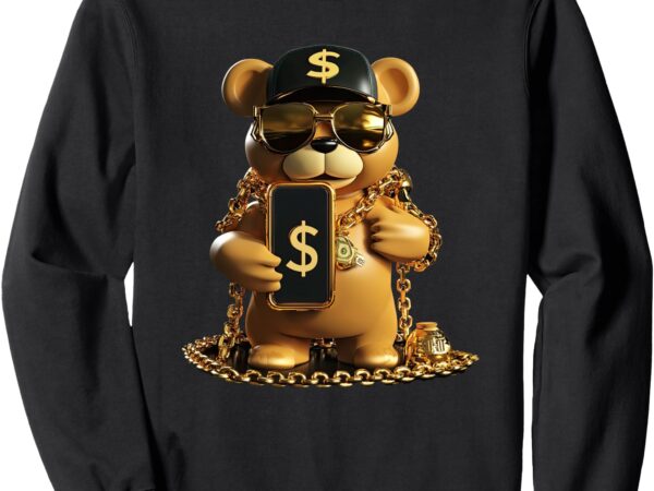 Luxury teddy money bear style golden chains sweatshirt