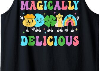 Magically Delicious Lucky Charms Groovy St Patricks Day Kids Tank Top